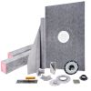 Shower Curb Kit, 48"x72" Watertight Shower Curb Overlay with 4" ABS Central Bonding Flange, 4" Stainless Steel Grate